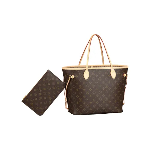 LOUIS VUITTON NEVERFULL Покрытый холст с коровья кожа цветовая комбинация тоут сумка для покупок сумка среднего размера женская коричневый