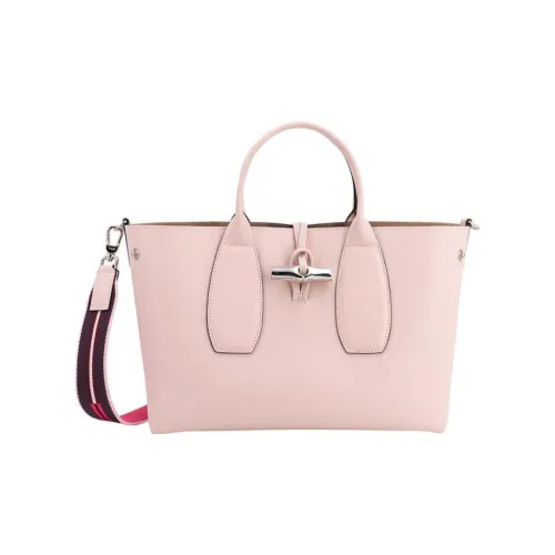 LONGCHAMP Roseau Коровья кожа Big Сумка Сумка через плечо Сумка среднего размера Женская Светло-розовая