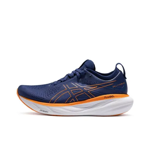 Asics Gel Nimbus 25 Амортизация Устойчивость к истиранию Дышащий Низкий Топ Повседневная Беговая Обувь Мужская Синий Оранжевый