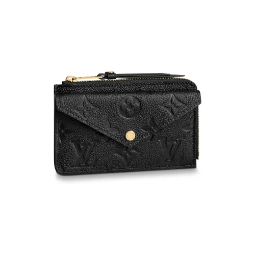 LOUIS VUITTON Тисненый Мягкий Корова Зернистая Кожа Держатель для Карт Женские Черный