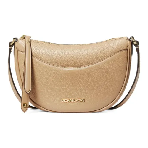 MICHAEL KORS Сумка из галечной кожи в форме полумесяца сумка через плечо среднего размера женская бренд CAMEL