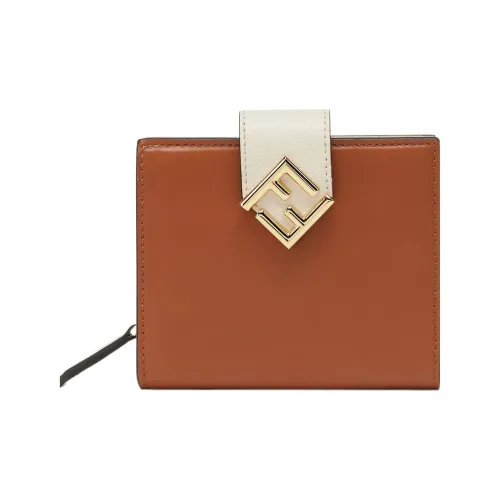 FENDI Кожа Кошелек для карт стандартный женский коричневый белый