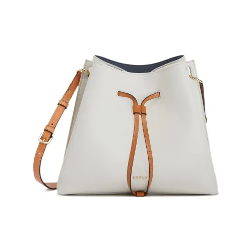 Furla Gioia Рельефная Телячья Кожа Ведрообразная Сумка Сумка через плечо Маленькая Женская Белая