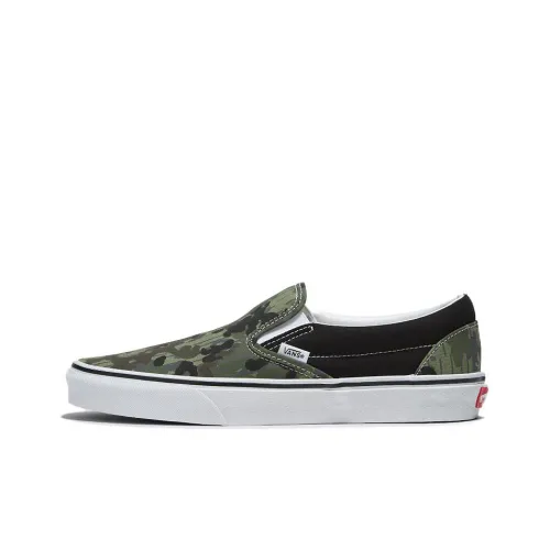 Vans Classic Slip On CAMO Low Топ Скейтборд Кроссовки Унисекс Зеленый Черный