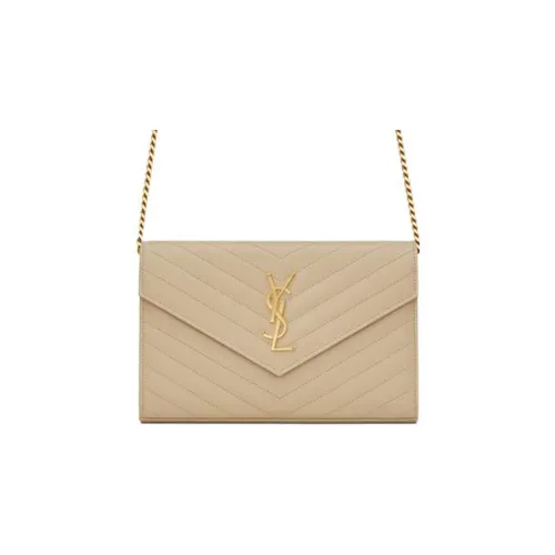 SAINT LAURENT Кожа Кошелек Сумка через плечо Женская Темно-бежевый
