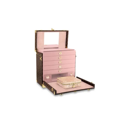 LOUIS VUITTON Кожа Шкатулка для украшений Хранение Коробка Стандартная Женская Коричневая Розовая