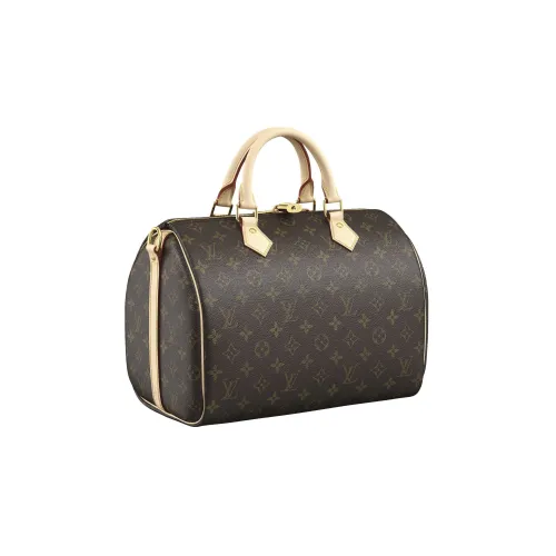 LOUIS VUITTON Speedy Покрытый холст Дорожная сумка Сумка через плечо Сумка Женская Коричневый