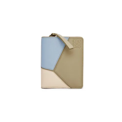 LOEWE Пазл Классический Телячья кожа Кошелек Женские Синий Шалфейно-зеленый Бежевый