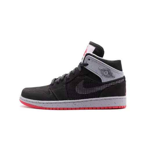 Jordan Air Jordan 1 Retro 89 'Черный Цементный' Амортизация MID Топ Винтажные баскетбольные кроссовки Мужской Черно-серый