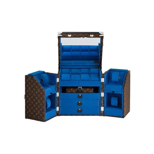 LOUIS VUITTON Neo Boite Main Montres Застежка на замок Хранение Коробка Унисекс Коричневый синий