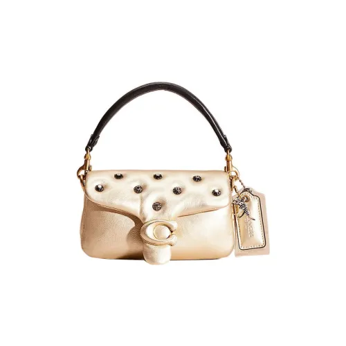 COACH Pillow Кожа Облачная Сумка Портативная Сумка через плечо Маленькая Женская Мягкая Золотая