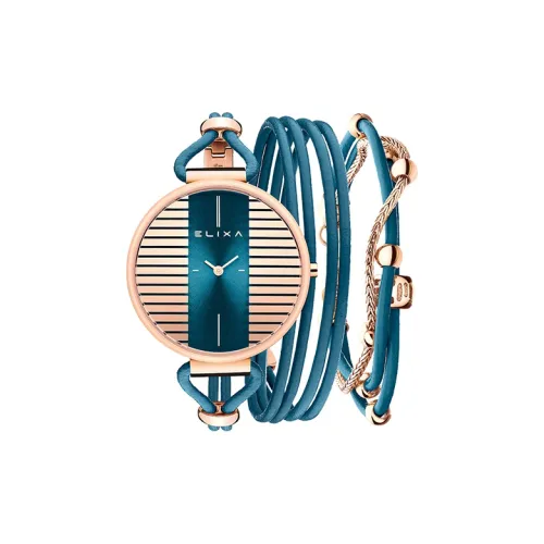 Elixa Кварцевый механизм женские часы 38 мм синий циферблат корпус из нержавеющей стали ремень из натуральной кожи модель E133 L564