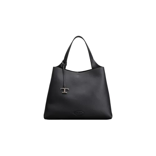 TOD'S Кожа Тоут Сумка Сумка для покупок Сумка среднего размера Женская Черная
