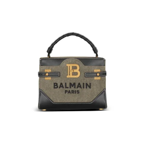 BALMAIN B Buzz Холст с кожей Сумка из холста Сумка через плечо Сумка Женская Хаки