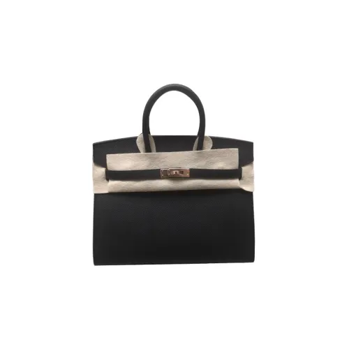 HERMES Birkin Эпсомская кожа Сумка Birkin Внешняя сторона шов Женская Черная