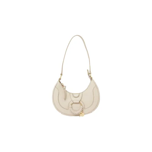 See By Chloe Hana Рельефная кожа Козья Сумка-полумесяц Сумка Сумка через плечо Женская Бежевая