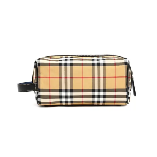 Burberry Коровья кожа Косметичка Сумка для хранения Клатч Стандартный Унисекс Архивный Бежевый