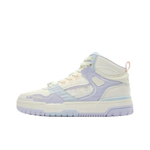 Crayon Shinchan x QIAODAN Qicheng 2,0 Slip-Resistant и Дышащие Высокие Кроссовки для скейтбординга Женские Фиолетово-белые