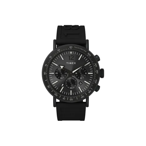 TIMEX WATERBURY Collection Мужские часы Кварцевый механизм Смольный ремешок 43 мм Черный циферблат TW2V71900