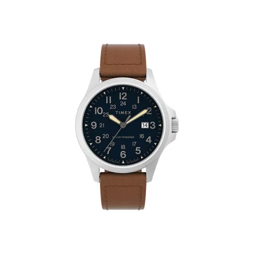 TIMEX Expedition Series Мужские часы Кварцевый механизм Кожаный ремешок 41 мм Черный циферблат