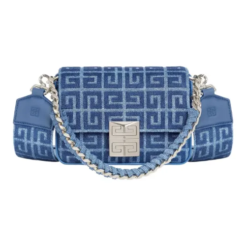 GIVENCHY 4G Джинсовый хлопок с коровья кожа Сумка через плечо Маленькая Женская Средняя синяя