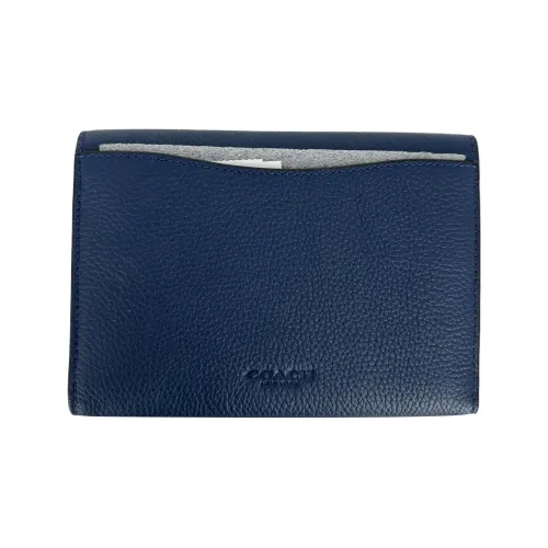 COACH Travel Wallet Кожа Кошелек Клатч Стандартный Мужской Синий