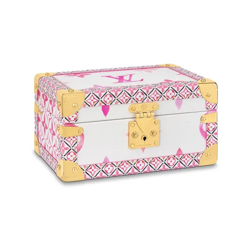 LOUIS VUITTON COFFRET TRESOR Покрытый холст Хранение Коробка Унисекс Розовый Белый