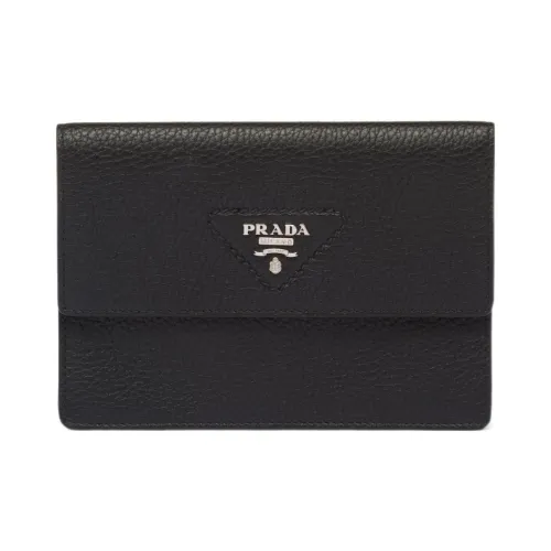 PRADA Saffiano кожа держатель для карт кошелек мужской черный