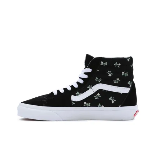 Vans SK8 HI Floral Высокие Кроссовки для скейтбординга Унисекс Черный Белый