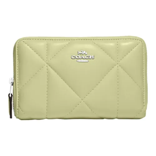 COACH Id Zip Wallet Кожаный Клатч Кошелек Средний Женский Травяной Зеленый