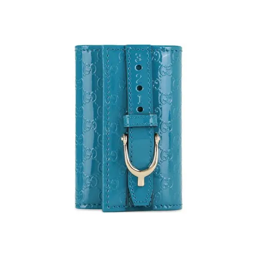GUCCI Лакированная кожа Key Pouch Женские Синий