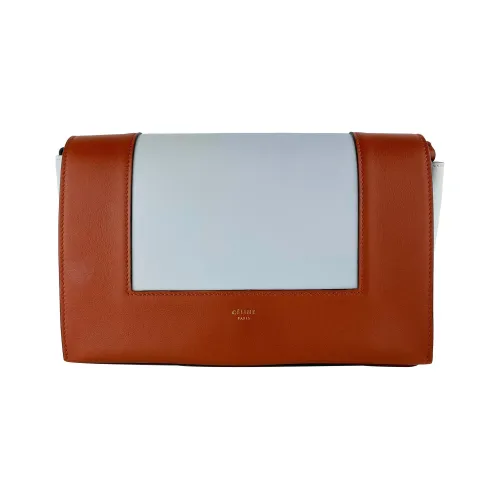 CELINE Frame Гладкая Телячья Кожа Сумка через плечо Средняя Женская Коричневая Светло-Синяя