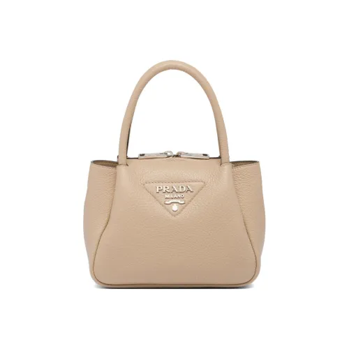 PRADA Сумка через плечо из кожи мини-сумка для женщин цвет слоновая кость песочный бежевый