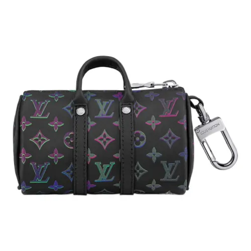 LOUIS VUITTON Keepall кожа Bag Charm сумка аксессуар мини мужской черный