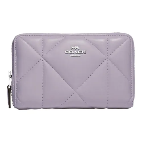 COACH Id Zip Wallet Кожаный Клатч Кошелек Женский Таро Фиолетовый