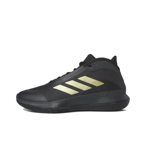 Adidas Bounce Legends Slip-resistant Abrasion-resistant MID Баскетбольные кроссовки Unisex Черный Золото