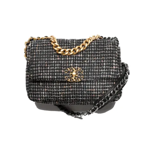 CHANEL 19Bag Хлопковая саржа Мягкий Шерстяной Сумка через плечо Сумка на плечо Маленькая Женская Черная Розовая Серая Многоцветная