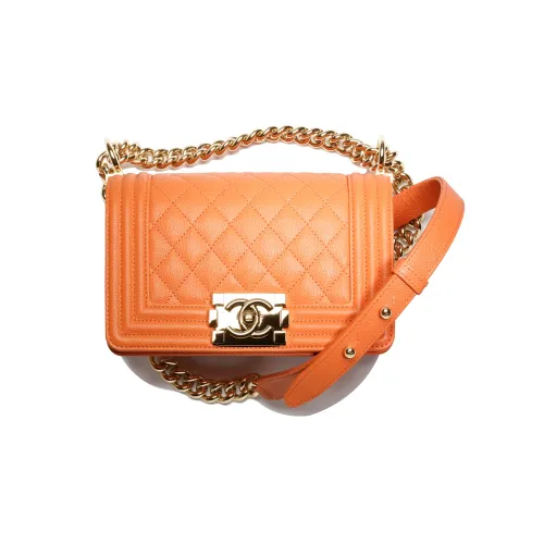 CHANEL С рельефом Тисненый Телячья кожа Сумка с клапаном Сумка через плечо Маленькая Женская Апельсин