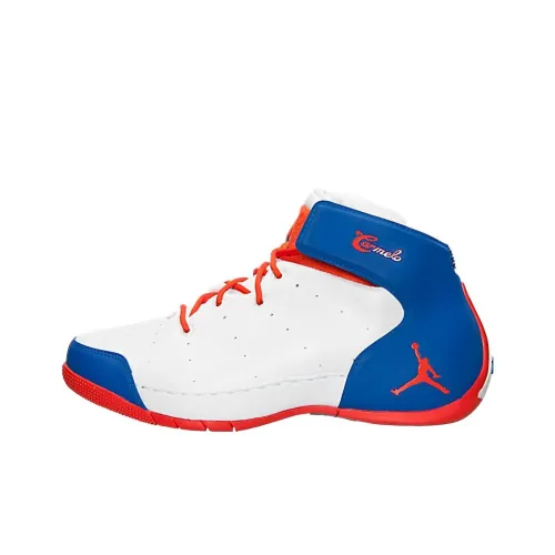 Jordan Melo 1,5 Амортизаторы Slip-resistant Abrasion-resistant MID Топ Винтажные баскетбольные кроссовки Мужские Белый Синий Красный