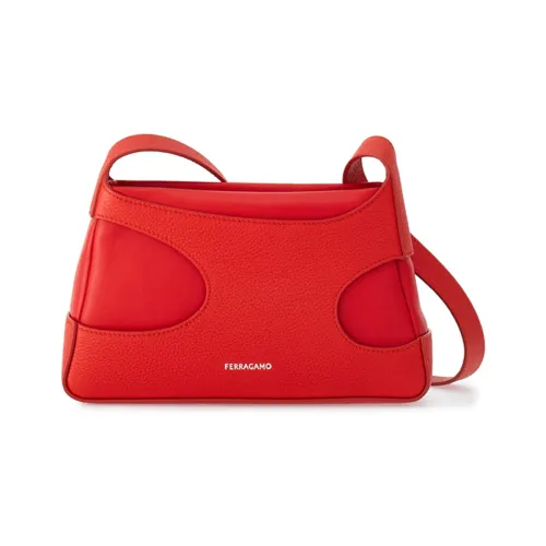 Ferragamo Hammered Текстура Кожа Сумка через плечо Мини Женские Красный