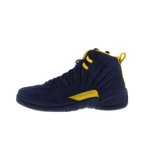 Jordan Air Jordan 12 Retro Амортизация High Top Винтажные Баскетбольные Кроссовки Мужские Синие