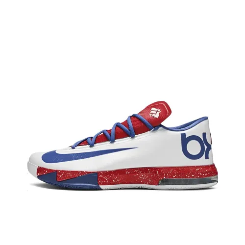 Nike KD 6 Амортизаторы Slip-resistant Abrasion-resistant Низкий топ Баскетбольные кроссовки Мужской Белый