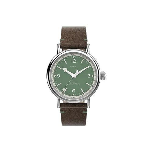 TIMEX WATERBURY Collection Мужские часы Кварцевый механизм Кожаный ремешок 40 мм Зеленый циферблат TW2V71200