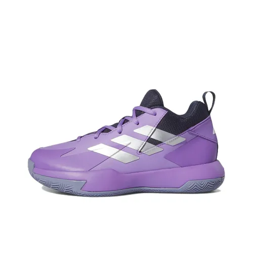 Adidas Cross Em Up Slip Resistant Abrasion Resistant Низкие Баскетбольные Кроссовки Унисекс Фиолетовый Серебряный