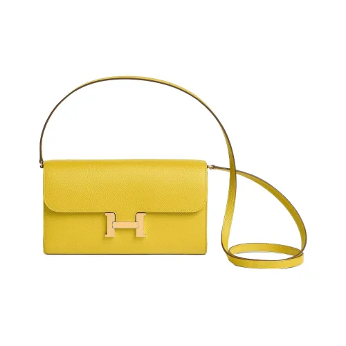 HERMES Constance To Go Эпсомская кожа Кошелек Ручная Сумка через плечо Женская 9O Jaune DE Неаполитанский желтый