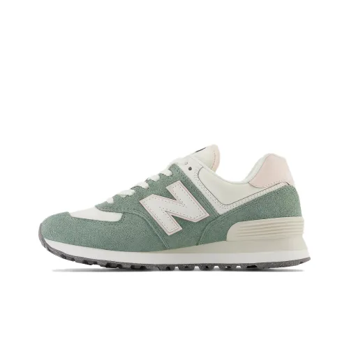 New Balance NB 574 Амортизация Износостойкий Низкий Топ Беговые кроссовки Женские Зеленый Белый