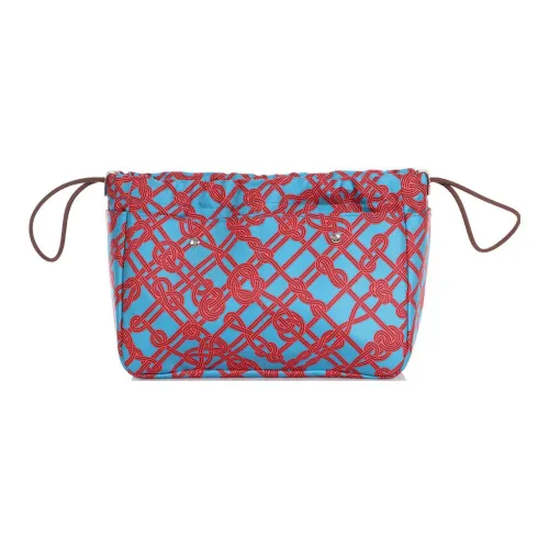 HERMES Fourbi Шелковый с коровьей кожей сумка вкладыш мешок для хранения клатч женский Florida синий и светлый рыжевато-коричневый