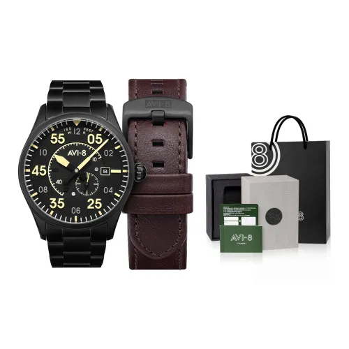 AVI 8 Spray Fire Fighter Collection Мужские часы Механический механизм Нержавеющая сталь Ремешок 42 мм Черный циферблат