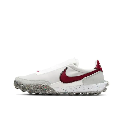 Nike Waffle Racer Crater Shock Absorbers Slip-resistant Abrasion-resistant Low Top Casual Women's White Gray Red Найк Waffle Racer Crater Shock Absorbers Противоскользящий Устойчивый к истиранию Низкий Топ Повседневный Женский Белый Серый Красный