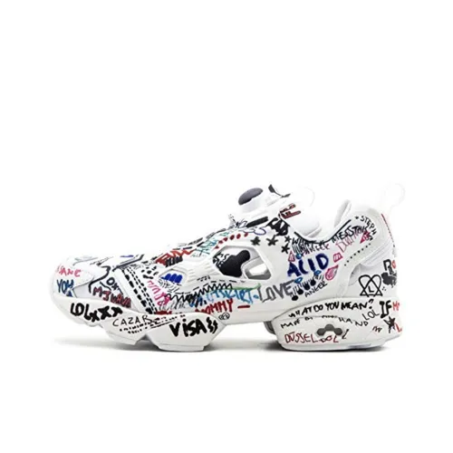 Vetements x Reebok Instapump Fury Устойчивый к истиранию Дышащий Низкий Топ Повседневная обувь Унисекс Синий Белый Красный